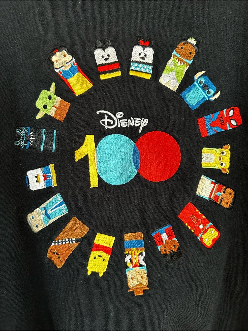 Disney 100 Unified Characters Black Pullover Cropped Hoodie Women Size 2XL